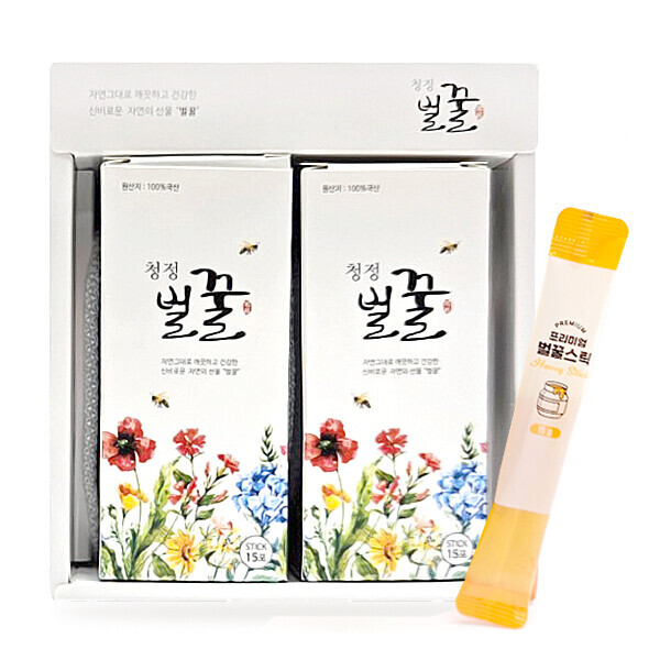 100% 천연 꿀스틱(15g,50개입) 친환경 벌꿀 무설탕 무인공향료
